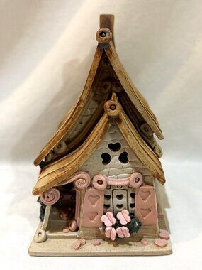 VTG 2003 Windy Meadows Pottery Valentine Cottage Country House Signed